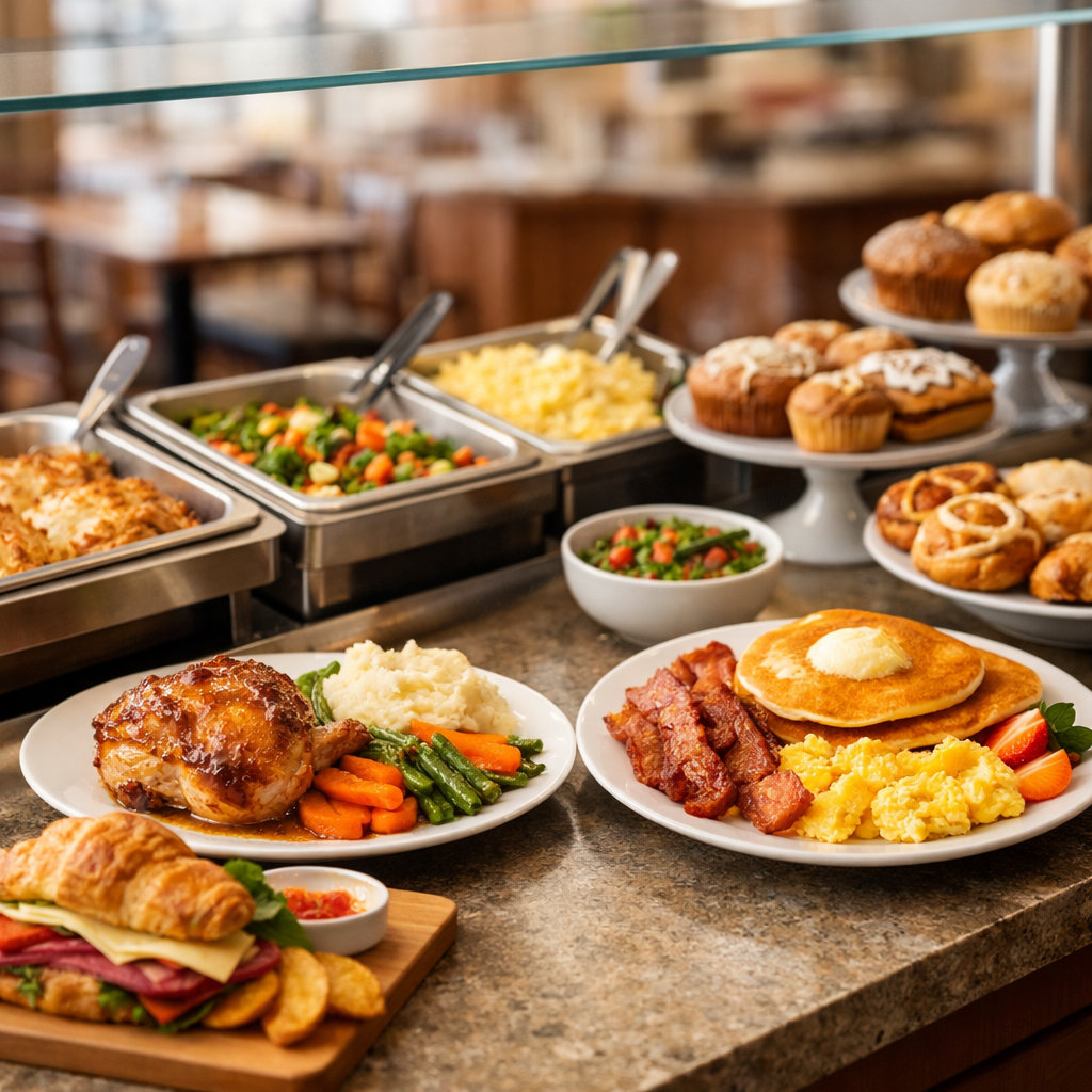 Reina's Bakery fresh cafeteria-style meals and café seating in North Myrtle Beach